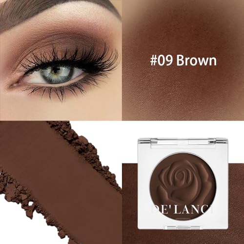 DE'LANCI Matte Brown Eyeshadow, Single Coffee Caramel Brown High Pigment Eyeshadow Palette, Waterproof Natural Nude Warm Eye Shadow with Applicator, Easy Use for Women Daily, Festival Makeup - color: Brown