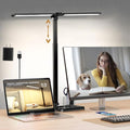 Retractable Dimmable LED Desk Lamp with USB Charging Port Desk Light - color: Pure Black