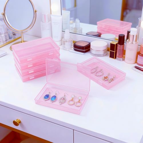 4-Pack Pink Plastic Boxes with Lids for Model Parts - color: Pink