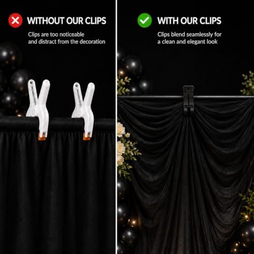 LemonRoad 10 Pack Large Balloon Arch Clips Spring Clamp for Backdrop, Black - color: Black