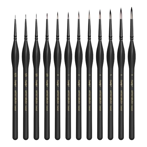 Miniature Paint Brushes 12 PCS, Fine Tip Model Paint Brushes, Black - color: Black Gold