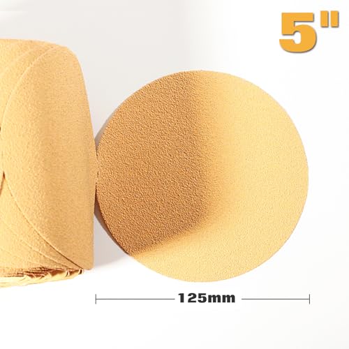SPEEDWOX 100 Pcs 240 Grit Sandpaper Roll 5 inch Round Sanding Discs Adhesive Back PSA Sticky Back No Hole Stick and Sand Sandpaper for Wood, Auto Body Repair, Marine, Paint, Metal and Plastics - style: 240 Grit