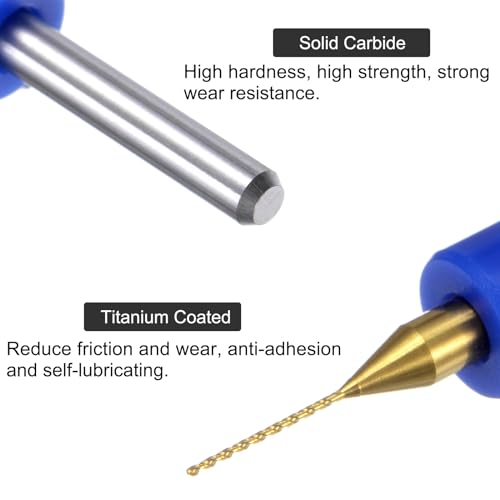 uxcell 10pcs PCB Drill Bits 1/8" Shank 0.5mm Titanium Coated Carbide Micro Twist Mini Drill Bits Set Rotary Drilling Tool for Print Circuit Board Jewelry CNC Engraving - size: 0.5mm