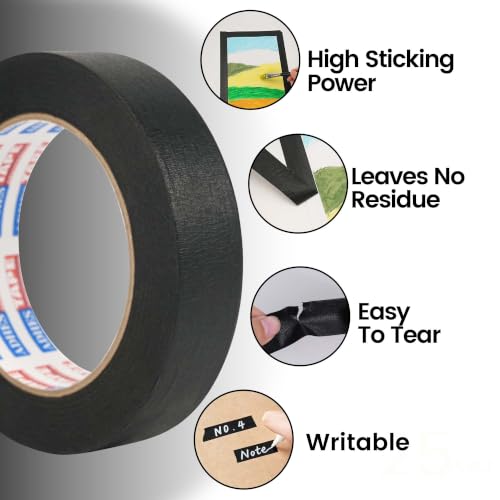 Adhes Black Masking Tape Painter Tape Dispenser 25mm x 50m