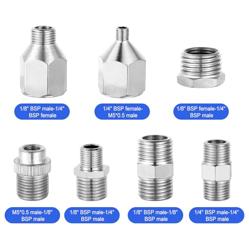 Penitue 14 Pack Airbrush Adapter Set, 1/8 & 1/4 Inch Female & Male Quick Disconnect Fittings Connector Hose Quick Release Coupler Kit for Air Compressor Spray Gun Accessories Parts
