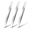Honoson 3 Pcs Blackhead Tweezers Stainless Steel Tip Tool, Silver - color: Silver