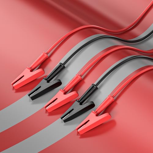 Goupchn Alligator Clips Electrical Test Leads 10ft/3m 2PCS Red&Black - size: 10ft/3m, style: Style B