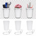 Pegboard Cups With Loops 6 Pack Peg Board Organizer Pencill Holders (White) - color: White