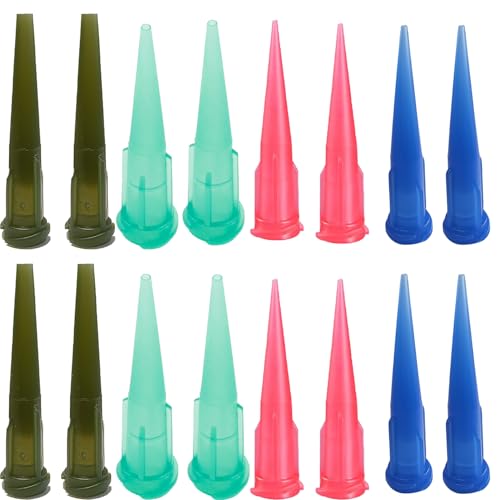 120Pcs 4 Size Mix Plastic Dispensing Tips, Tapered Pinhead 14 Gauge,18 Gauge,20 Gauge,22 Gauge 0.64mm ID, TT Adhesive Applicator Tips - size: 4 Size Mix