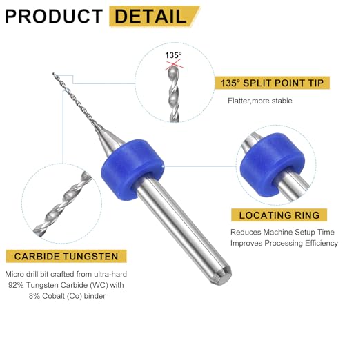 PATIKIL 20 Pack 0.65mm Micro Drill Bits Carbide Tungsten Steel - size: 0.65mm