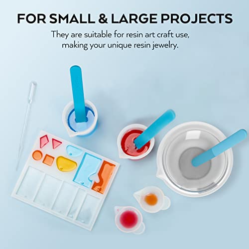 Large Silicone Resin Measuring Cups Tool Kit - Nicpro Reusable 600ml & 100ml Measure Cup, Silicone Stir Sticks Pipettes Finger Cots for Epoxy Resin Mixing, Molds, Jewelry Making, Waxing, Easy Clean - color: white 2, size: 600ml+100ml