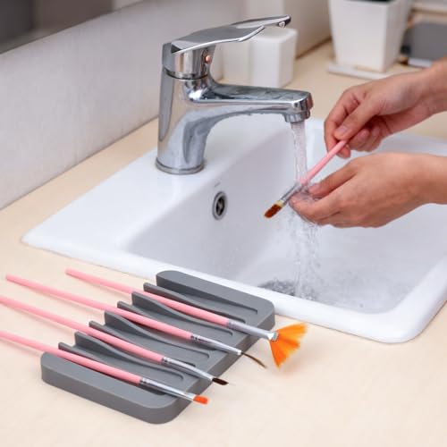 2pcs Paint Brush Holder, Silicone Washable Paintbrush Organizer Stand