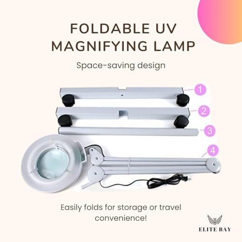 UV Magnifying Lamp, Black/White, 120 LED, 24W, 6500K