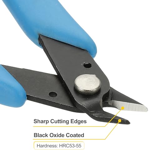 HARFINGTON 5pcs 5" Flush Cut Pliers Small Precision Wire Cutter Side Cutter Diagonal Cutting Pliers for Jewelry Model Electronic 3D Print, Light Blue - color: Light Blue