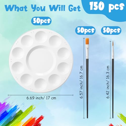 150 Pcs Painting Brushes Palettes Set Paint Party Favors, Black - color: Black