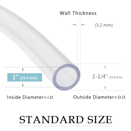 DAVCO 1" ID - 50 ft Clear Vinyl Tubing, Low Pressure Flexible PVC Tube, Heavy Duty UV Chemical Resistant Lightweight Plastic Vinyl Hose, BPA Free and Non Toxic, with 2 Stainless Clamps - size: 1"ID, style: 50 Feet