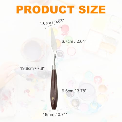 HARFINGTON 5pcs Palette Knife Painting Tool 2.64 x 0.63 Stainless Steel Art Spatula Pallet Knives Scrapers Tools with Beech Wood Handle for Acrylic Oil Canvas Mixing Spreading, Red/Silver - size: 2.64" x 0.63"
