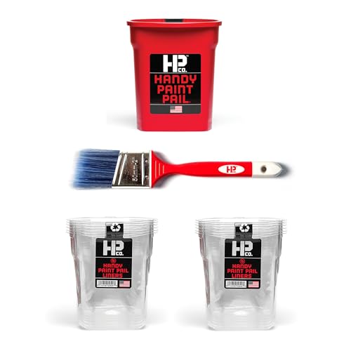 Handy Paint Pail Kit, Disposable Liners and Paint Brush for Trim, Cut-Ins, and Small Painting Projects, Active Painter’s Dream Package, Red Kit 1