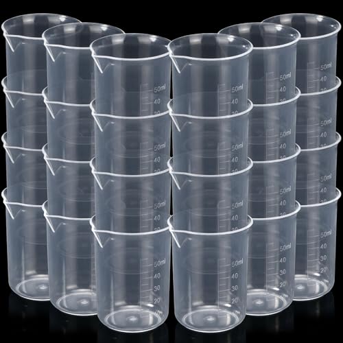 Tatuo 200 Pack Plastic Measuring Cups 1.7oz/50ml, Clear Graduated Beakers