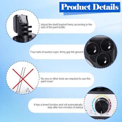 Mini Vortex Mixer, Electric Paint Shaker for DIY Model Paint, Gundam Paint, Nail Polish, Glue and Ink, Hands-Free 3-Speed Mixer Machine for 10-100ml Small Bottles