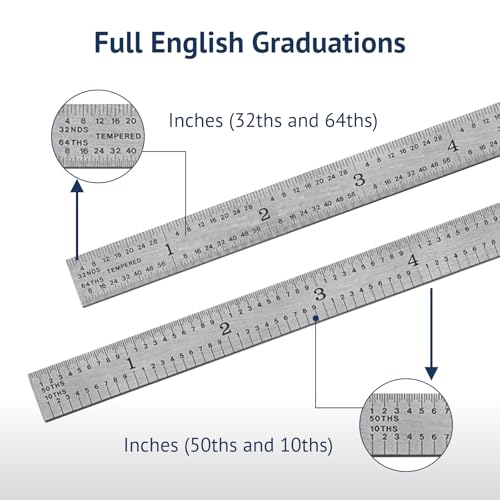 PEC Tools 12" Flexible Metal Ruler, 3R Graduation, Precision Measuring Tool - color: Carbon Steel-Flexible, size: 12"