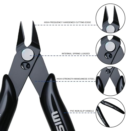 WISEUP 5pcs Small Wire Cutters, 170 Micro Flush Cutter Side Zip Tie Cutter