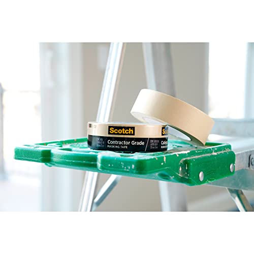 Scotch Contractor Grade Masking Tape, Tan, Tape for General Use, Multi-Surface Adhesive Tape, 1.41 Inches x 60.1 Yards, 4 Rolls - size: 1.41" Width
