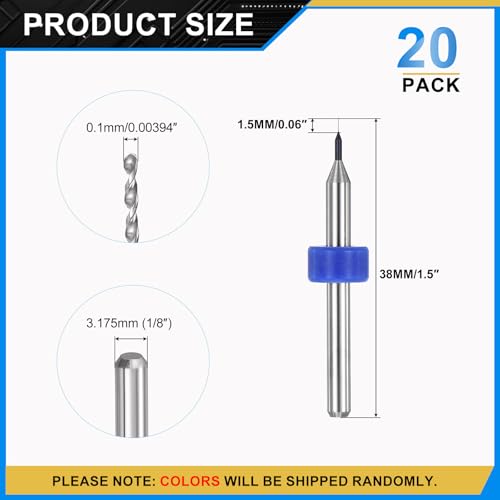 PATIKIL 20 Pack 0.1mm Micro Drill Bits Carbide Tungsten Steel - size: 0.1mm