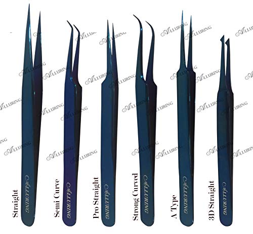 Alluring TITANIUM BLUE Tweezers for Eyelash Extension for Volume Lashes Straight - size: STRAIGHT