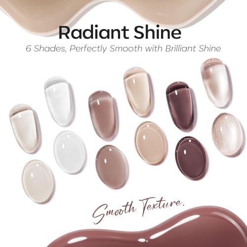 modelones Jelly Gel Nail Polish Set, Hema Free Nude White Brown Cat Eye - color: A A0 Nude Essence