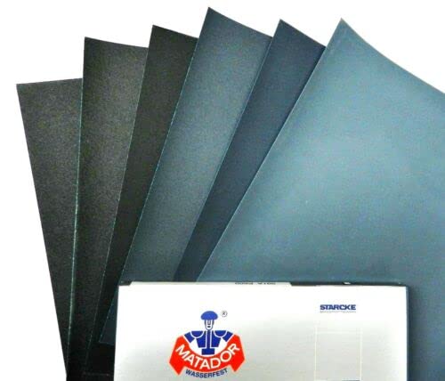 Matador Abrasive Wet or Dry Sandpaper 25 Sheets 1000 Grit 9" x 11" Silicon Carbide Made in Germany