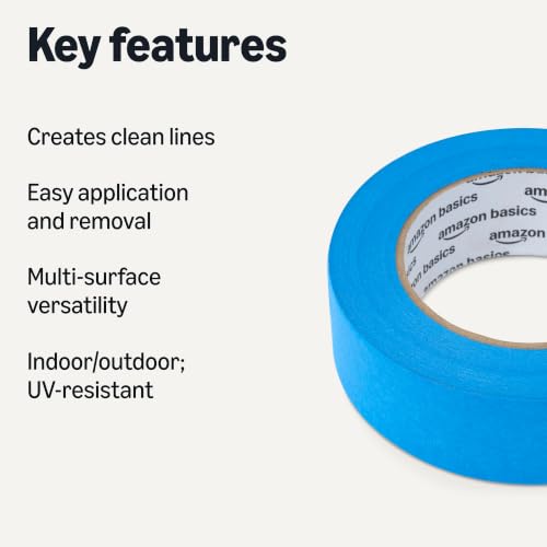 Amazon Basics Blue Painters Tape, Protects Surfaces, Removes Easily, No Residue, 1.41" x 60-Yard, 4 Rolls - size: 4 Rolls, 1.41''x60 Yds