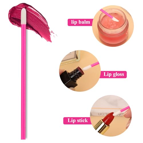 700 Piece Disposable Lip Wands - Lip Brushes, Lipstick & Gloss Applicators - Lint Free Makeup Applicator Brush Beauty Tool - Rose Pink - color: Rose