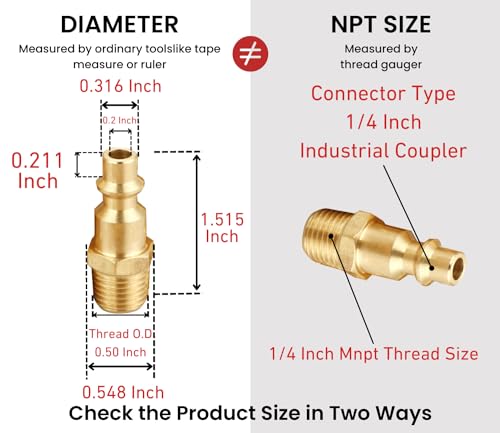 Coupler and Plug Kit, 1/4 Inch NPT, Industrial Type D - size: 7 Piece with sealant