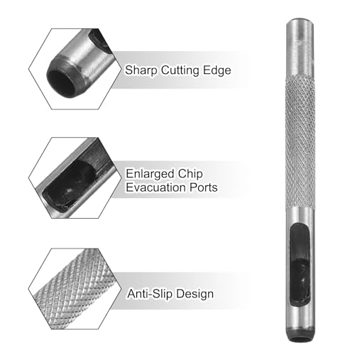 HARFINGTON Leather Round Hole Punch, 5mm Hollow Hole Puncher Cutter Carbon Steel Circle Hole Punching Cutting Tool for Belt/DIY Leather Craft - size: 5mm