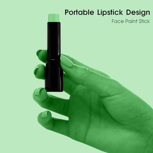 BADCOLOR Light Green Eye Black, Lime Green Face Body Paint for Sports St. Patrick's Day Camouflage Hunting Hulk, Washable Painting Sticks for Halloween Costume SFX Cosplay Witch Grinch Makeup - color: 1PCS Light Green