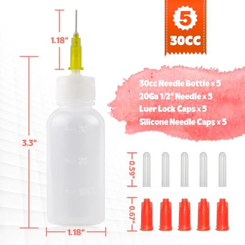 30cc Needle Tip Glue Squeeze Bottle Precision Tips Applicator Bottles 5 Pcs - size: 30cc Needle Bottle (5 Pack)