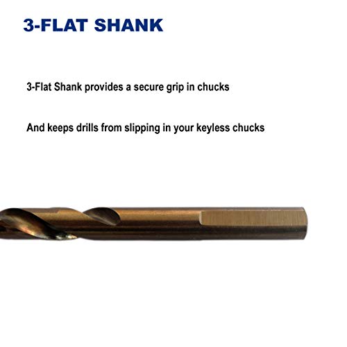 5/16-Inch Cobalt Steel M35 Jobber Length Twist Drill Bits, Pack of 6 - size: 5/16 in