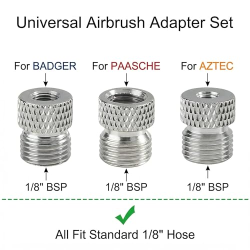 HUBEST 11pc Airbrush Adapter Kit, 1/8" 1/4" BSP for Badger Paasche Aztec - size: KIT 2