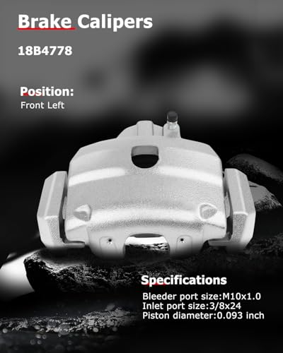 cciyu Front Left Disc Brake Caliper Assembly w/Bracket 18B4778 - size: Front Left[18B4778]