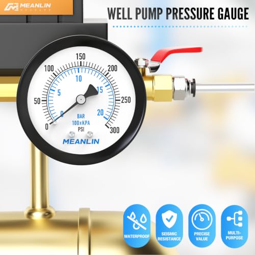 MEANLIN MEASURE 0~300Psi Well Pump Pressure Gauge, Center Back Mount - color: 1/4"NPT Back Mount, size: 0-300Psi