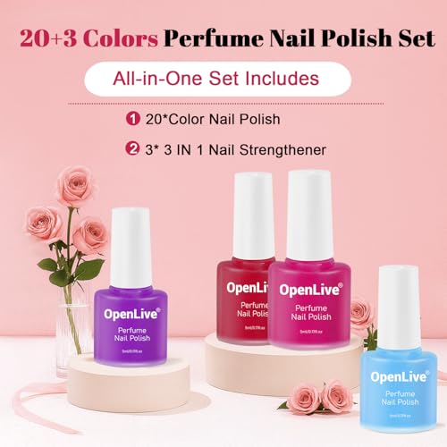 OpenLive 20 Color Perfume Nail Polish Set Red, Pink, Pueple and Green Quick Drying Nail Polish Set for Women Salon DIY Nail Art - color: 20 Color Set