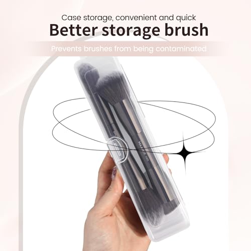 MAANGE Foundation Makeup Brushes, 2Pcs Double Ended Makeup Brush for Blending Liquid Powder Concealer Cream Blush Buffe (Brown) - color: Brown-2pcs