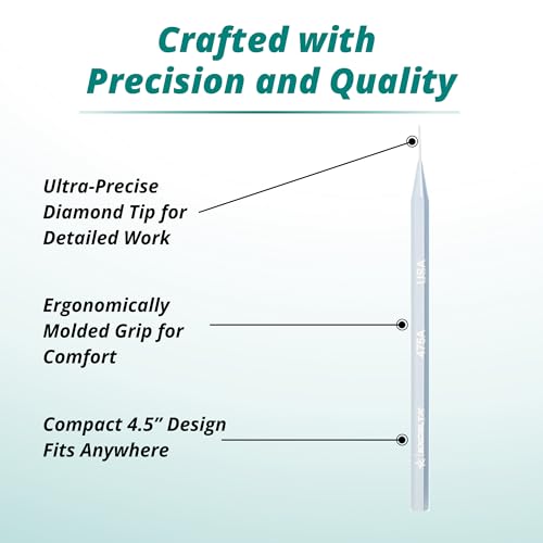 Excelta 475A Diamond Tipped Scribe, Aluminum Handle, .020" Fine Straight Tip, 4.5" Length, Conductive, Made in Japan, Professional - style: Stainless Steel, Swiss Quality, 475A