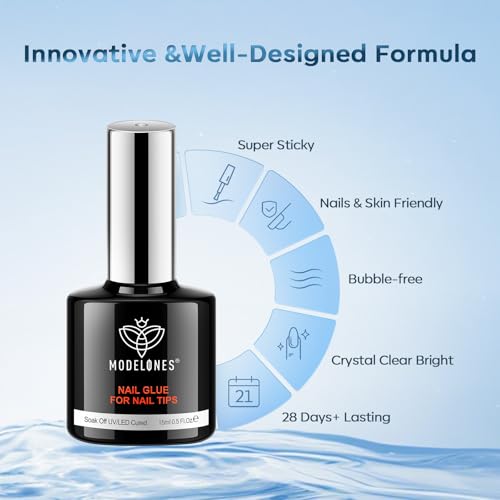modelones 2pcs 15ml 10 in One X Nail Gel Glue Gel Base Coat Brush On - color: D-Clear-2