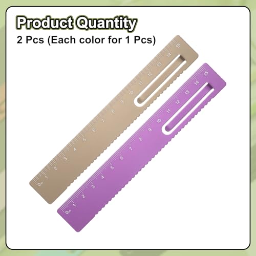 HARFINGTON 2pcs Straight Ruler 15cm Metal Bookmark Clip Ruler Gold/Rose - color: Gold/Rose