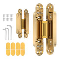 2PCS 6 Inch Invisible Concealed Door Hinges 180 Degree Swing Hinge (Gold)- - color: Gold - 6 inch - 2 pcs