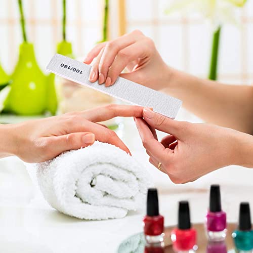 25 Pack 100/180 Grit Nail Files for Acrylic Nails, Rectangle Double Sides Emery Boards Fingernail Files Professional Nail Buffering Files - size: 25 Count(100/180 Girt)