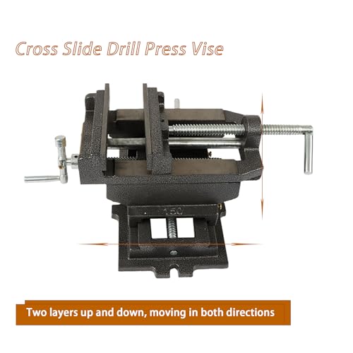 kimllier 6 Inch Cross Slide 2 Way Drill Press Vise, Cast Iron - color: Black, size: 6 Inch