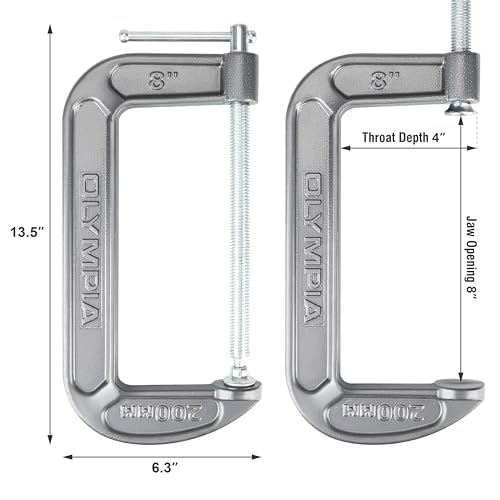 Olympia Tools C-Clamp (8" X 4") 38-148, Black (Pack of 6) - size: 8-Inch x 4-Inch (Pack of 6)